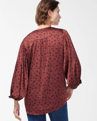 Dot Print Tie-Front Shirt