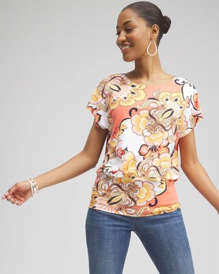 Touch of Cool™ Floral Banded Hem Tee