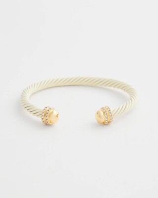 White & Gold Tone Flex Cuff Bracelet