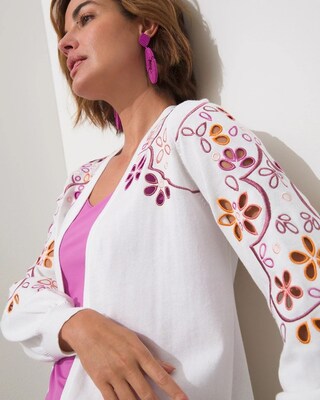 Embroidered Eyelet Cardigan