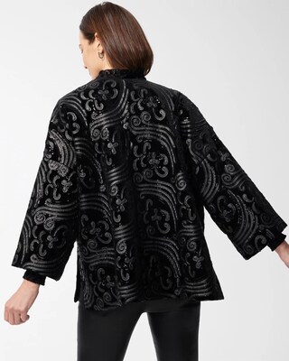 Tonal Embellished Velvet Kimono
