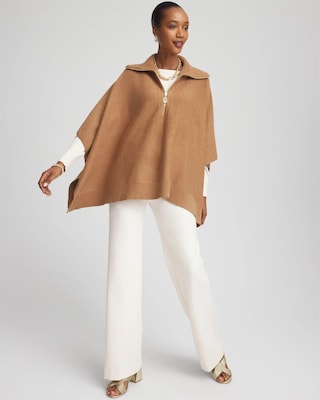 Cashmere-Blend Pullover Sweater Poncho click to view larger image.