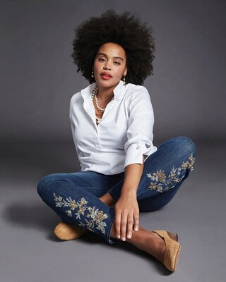 Girlfriend Beaded Leg Ankle Jeans