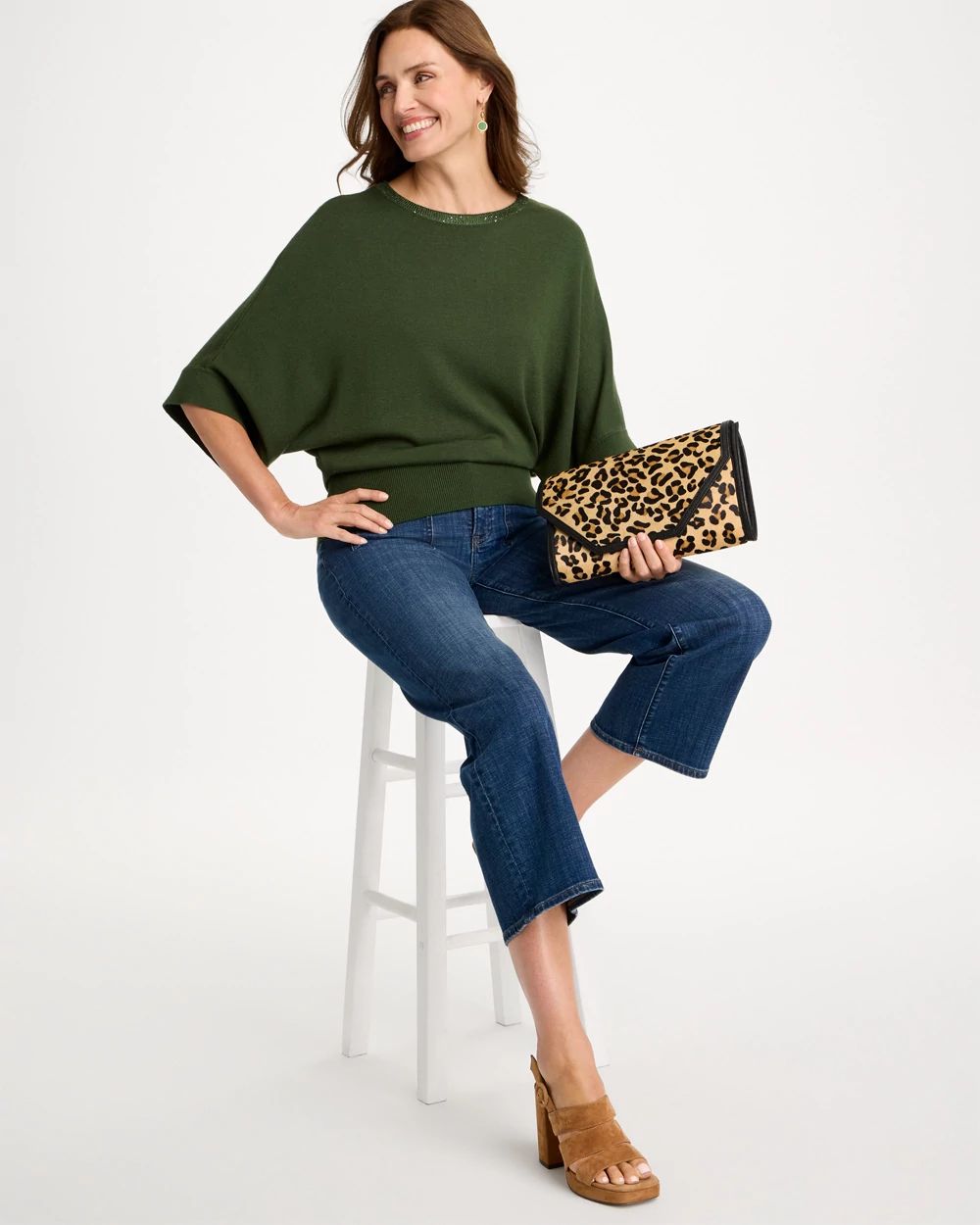 Sequined Cape Sleeve Pullover click to view larger image.