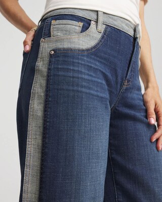 Girlfriend Cropped Colorblock Wide-Leg Jeans click to view larger image.