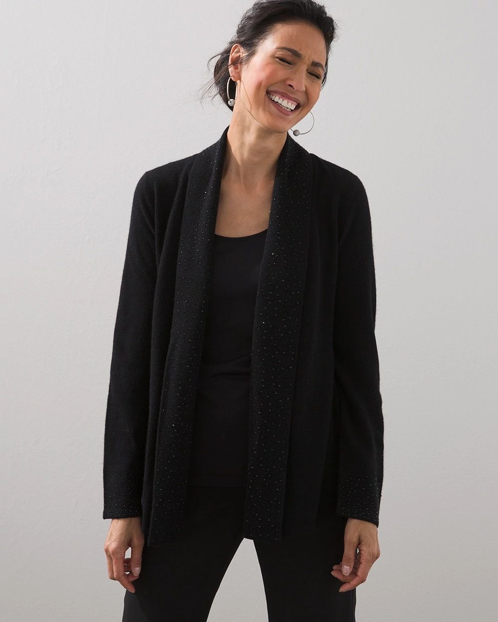 Black Label Cashmere Tuxedo Cardigan