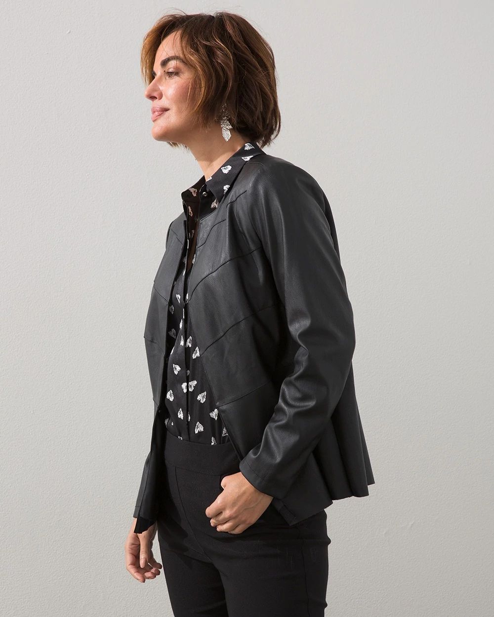 Peplum Faux Leather Jacket