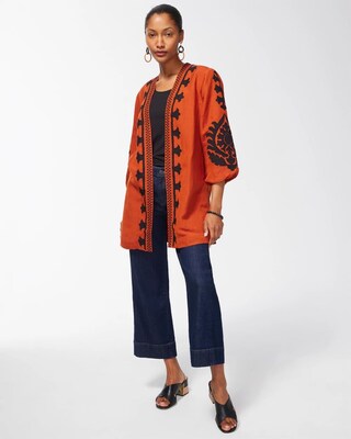 Linen Blend Applique Jacket