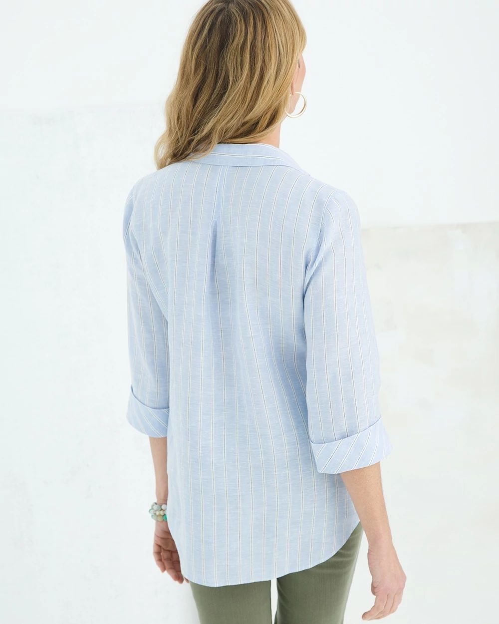 No-Iron Linen Striped Shirt