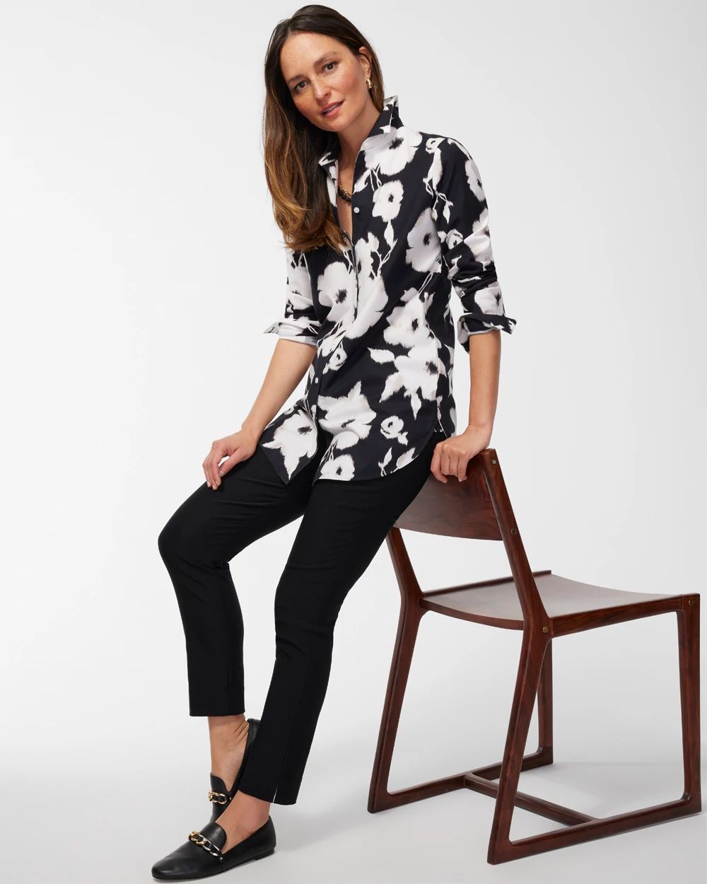 No Iron Stretch Floral Tunic