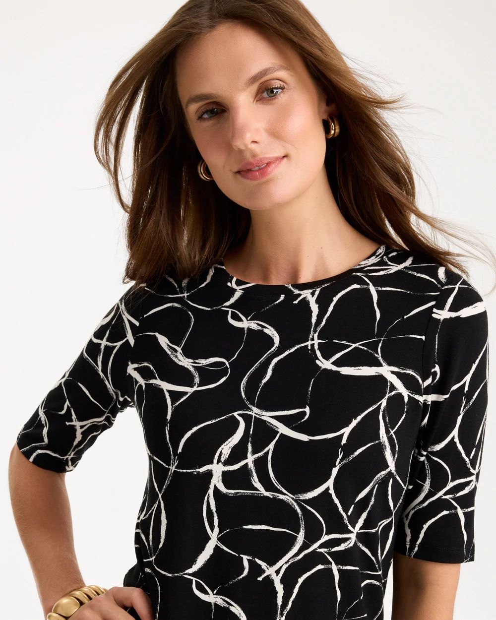 Abstract Touch of Cool™ Elbow-sleeve Layering Tee click to view larger image.