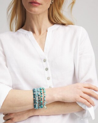 Teal Stretch Set of Five Bracelets click to view larger image.