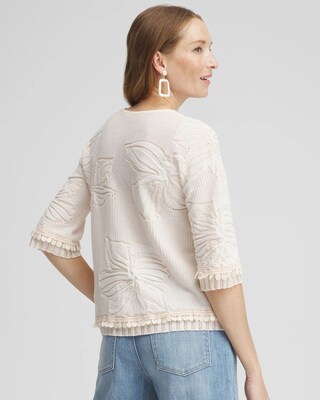Embossed Pointelle Lace Pullover