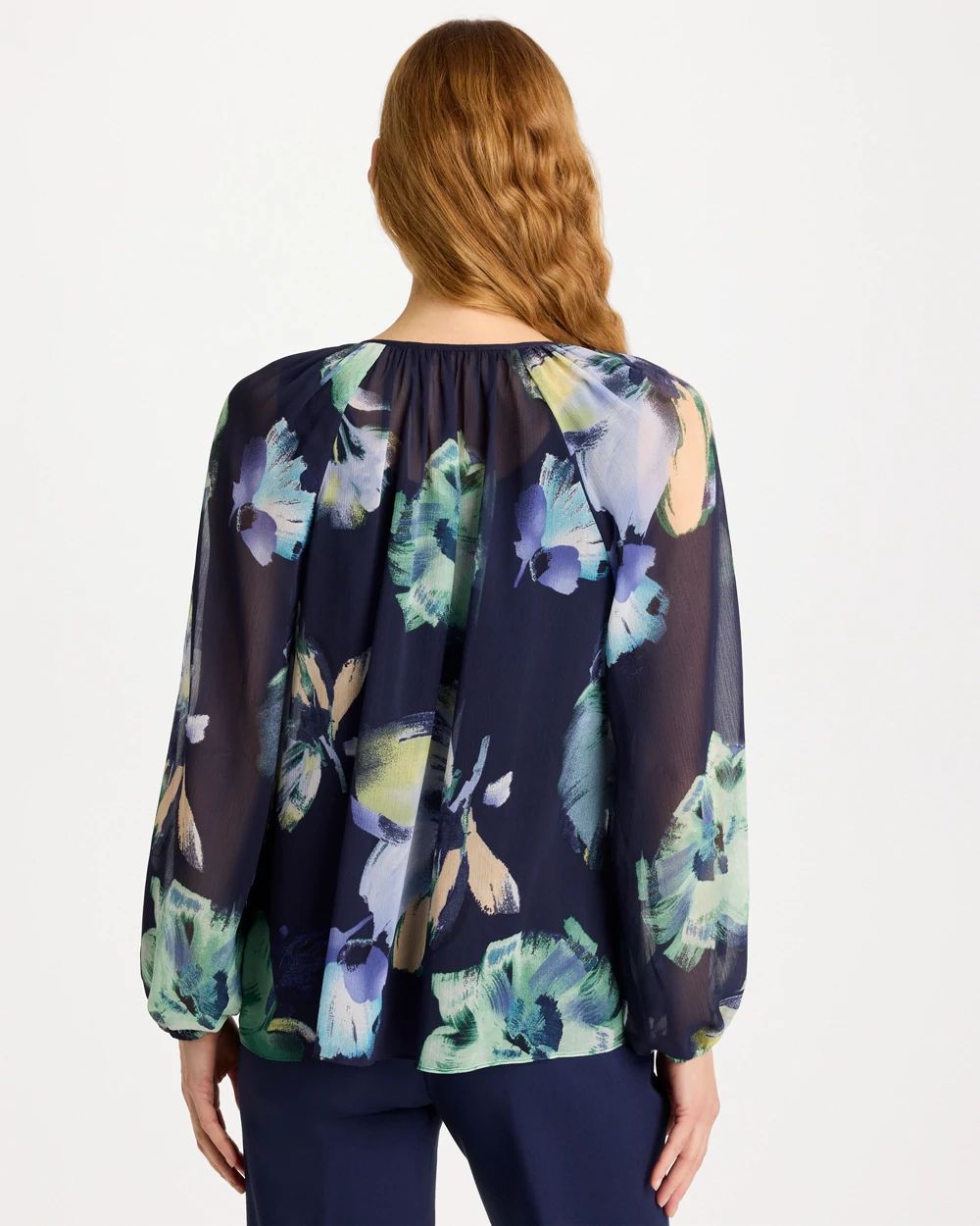 Crinkle Chiffon Tie-Front Blouse click to view larger image.