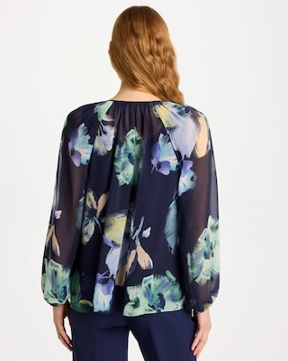 Crinkle Chiffon Tie-Front Blouse click to view larger image.