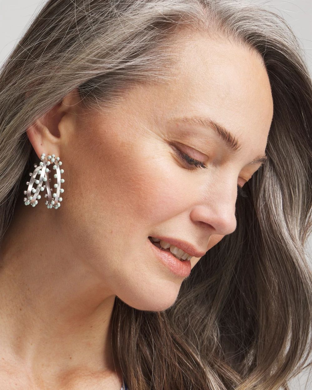 Blue & Silver Double Hoop Earrings