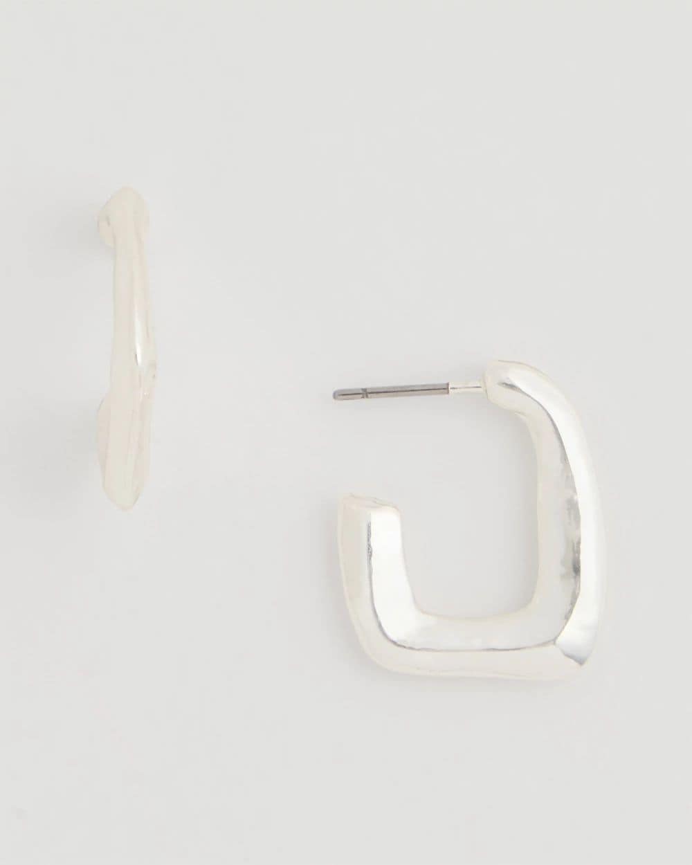 Mini Silvertone Square Earrings