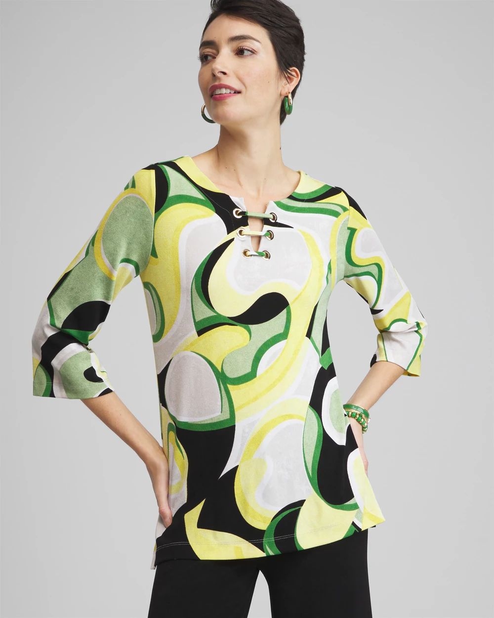 Travelers™ Abstract Lace Up Top