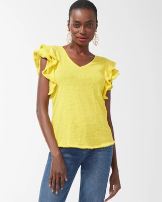 Linen Flutter Sleeve Top