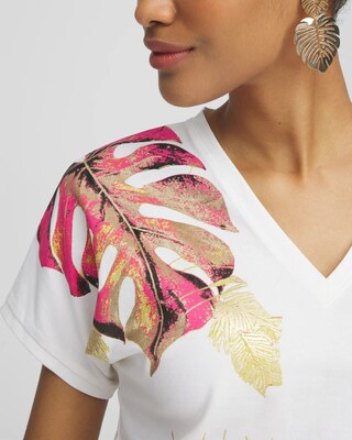 Dolman Foil Leaf Print Tee
