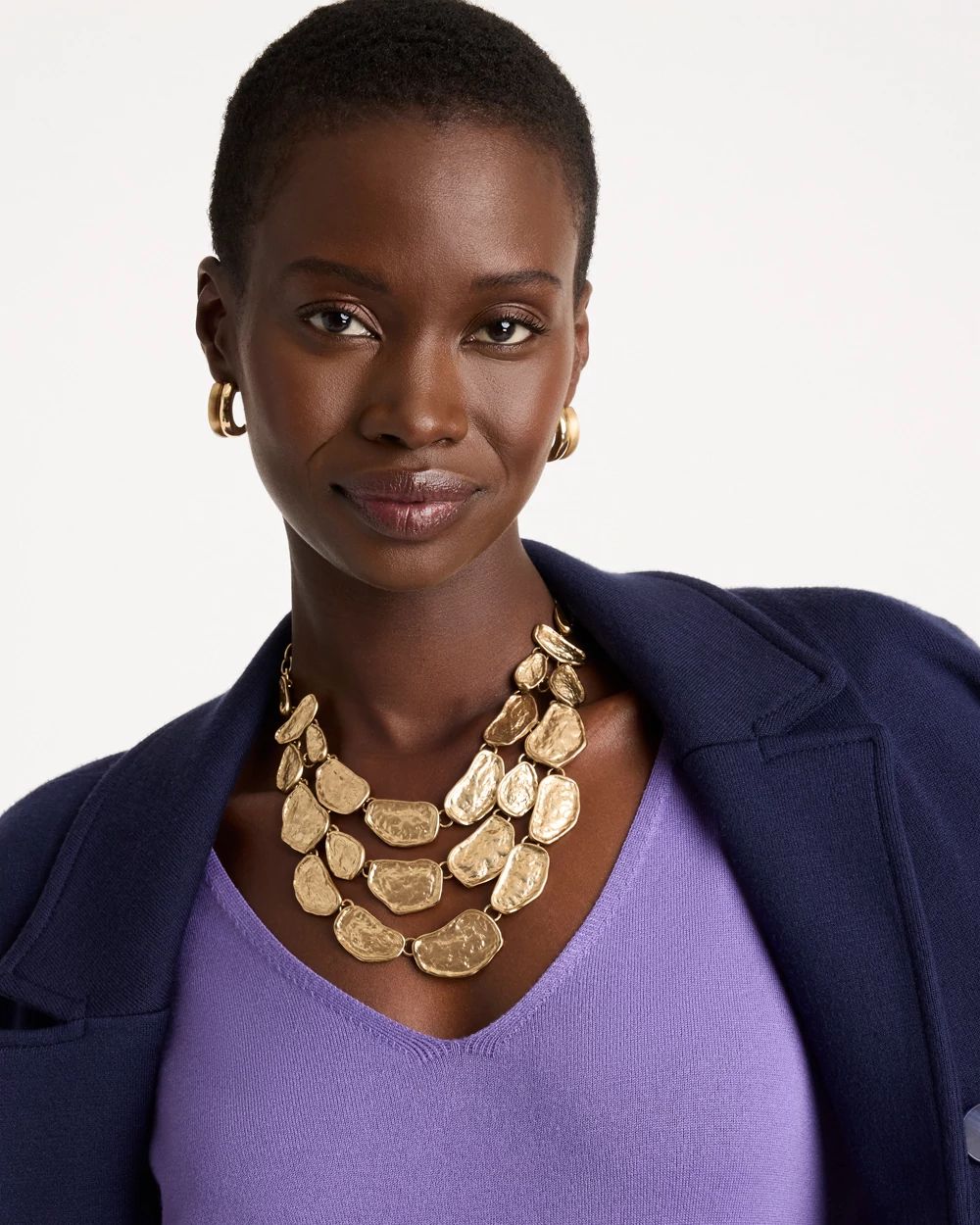 Beaded Multi-Strand Bib Necklace click to view larger image.