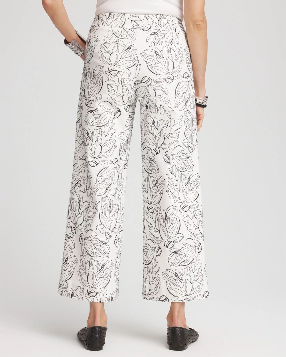 Brigitte™ Floral Embroidered Wide-Leg Cropped Pants click to view larger image.