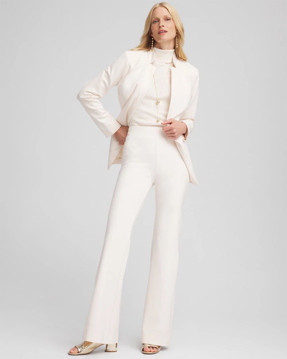 Juliet Ponte Button Detail Flare Pants