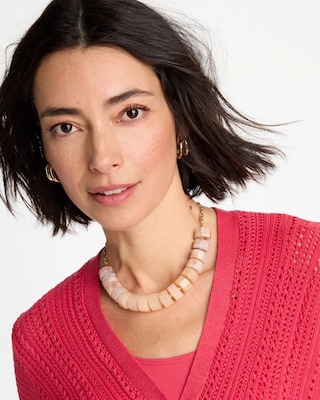 Chico's Originals Neutral Stone Bib Necklace click to view larger image.