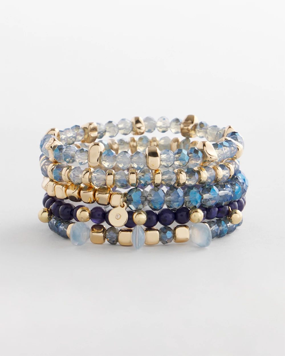 Blue Multi Stretch Set of Five Bracelets