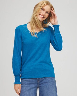 Smocked Long Sleeve Tee