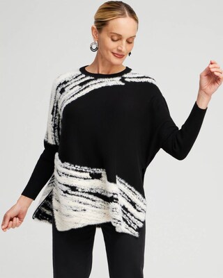 Cashmere Blend Jacquard Sweater Poncho