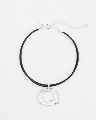 Silver Tone Rings Pendant Necklace click to view larger image.