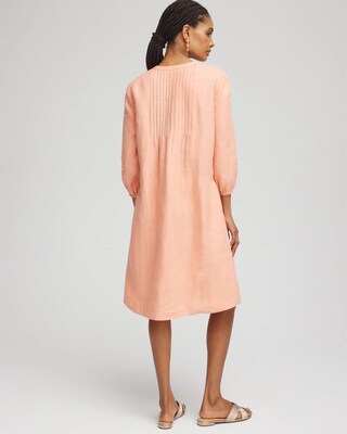 Linen Pintuck 3/4 Sleeved Dress click to view larger image.