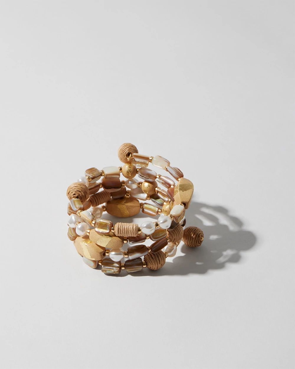 Neutral Beaded Coil Bracelet