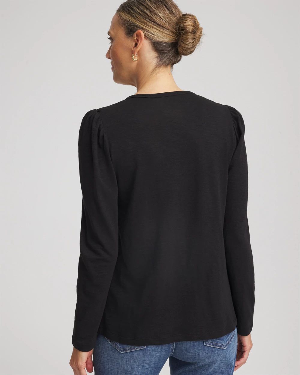 Slub Puff-Sleeve Tee click to view larger image.