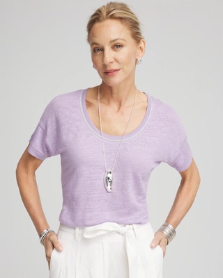 Sweater Trim Linen Tee