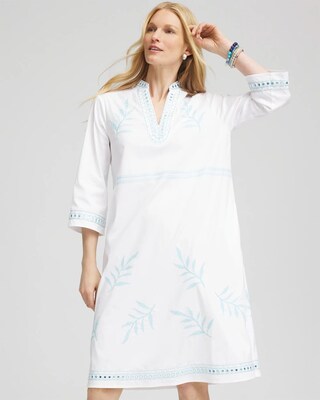 Embroidered Stand Collar Kaftan Dress