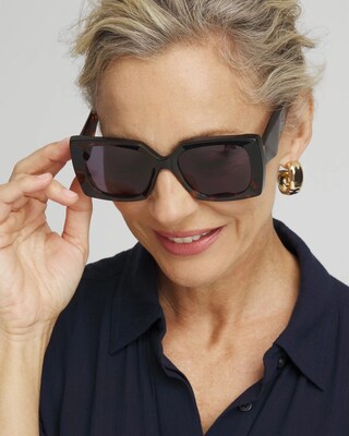 Faux Tort Rectangle Sunglasses