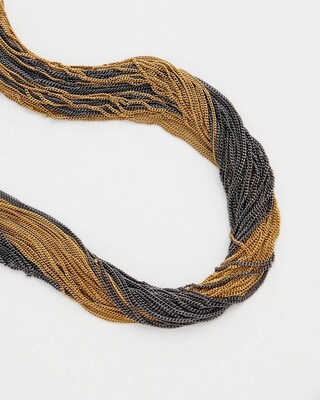 Hematite Gold Tone Multi Strand Necklace