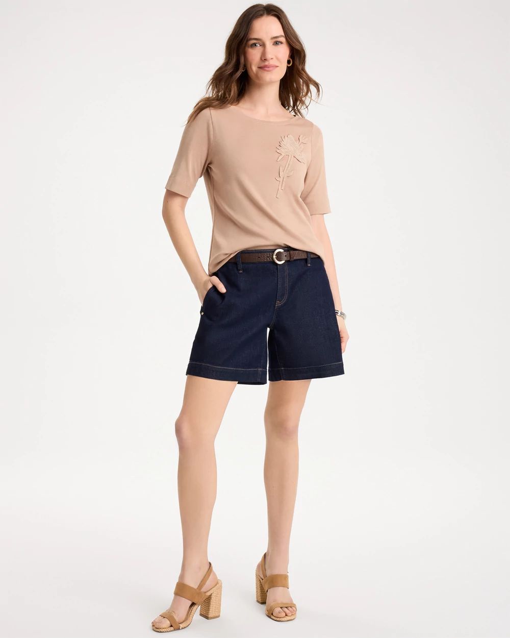 Novelty Pima Elbow Sleeve Tee click to view larger image.