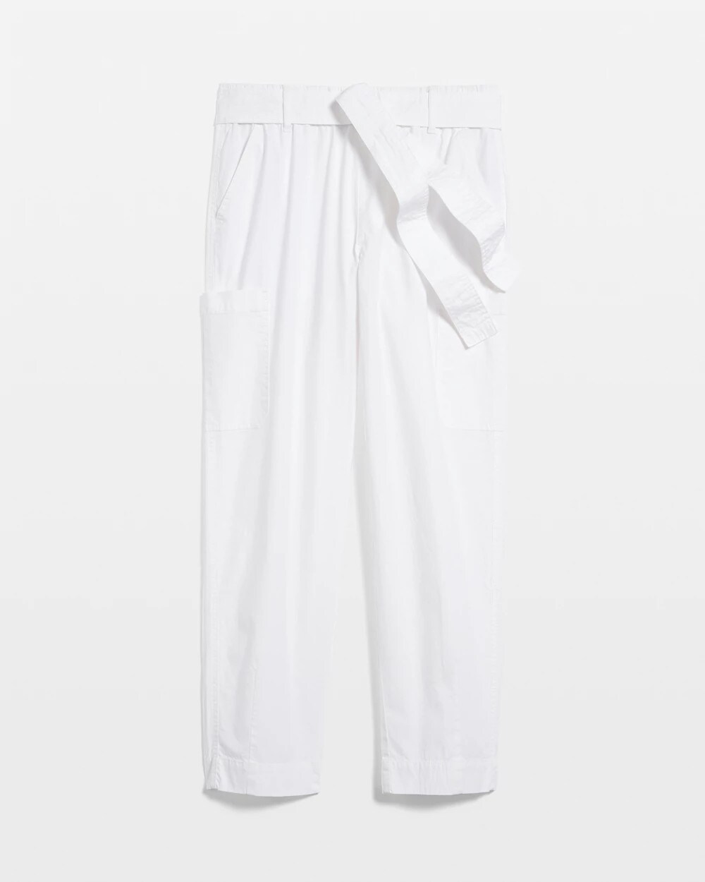 Poplin Pull-On Tapered-Leg Cropped Pants