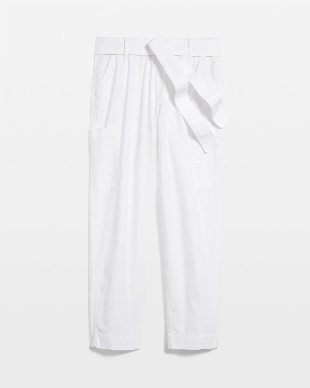 Poplin Pull-On Tapered-Leg Cropped Pants