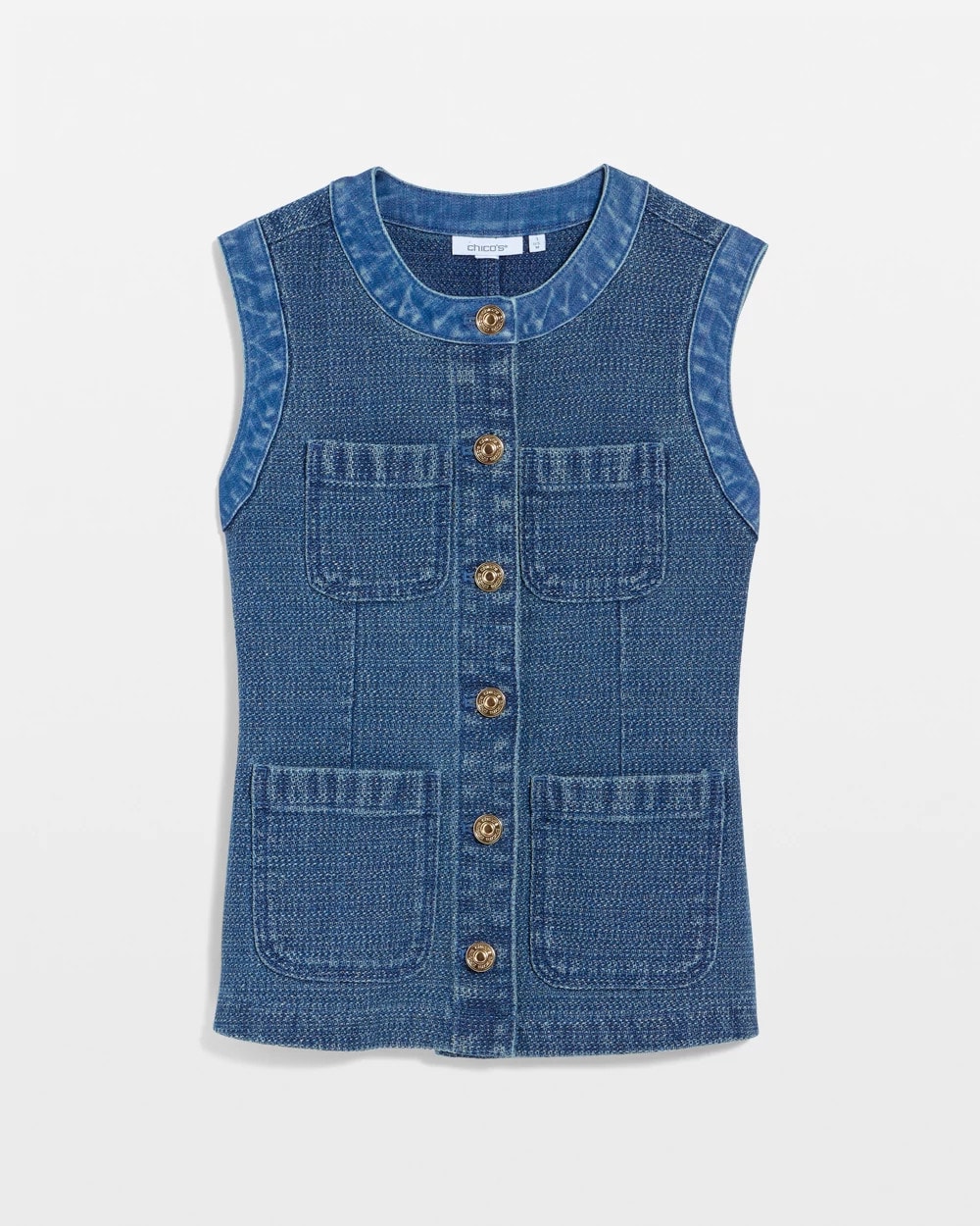 Tweed Mixed Denim Vest