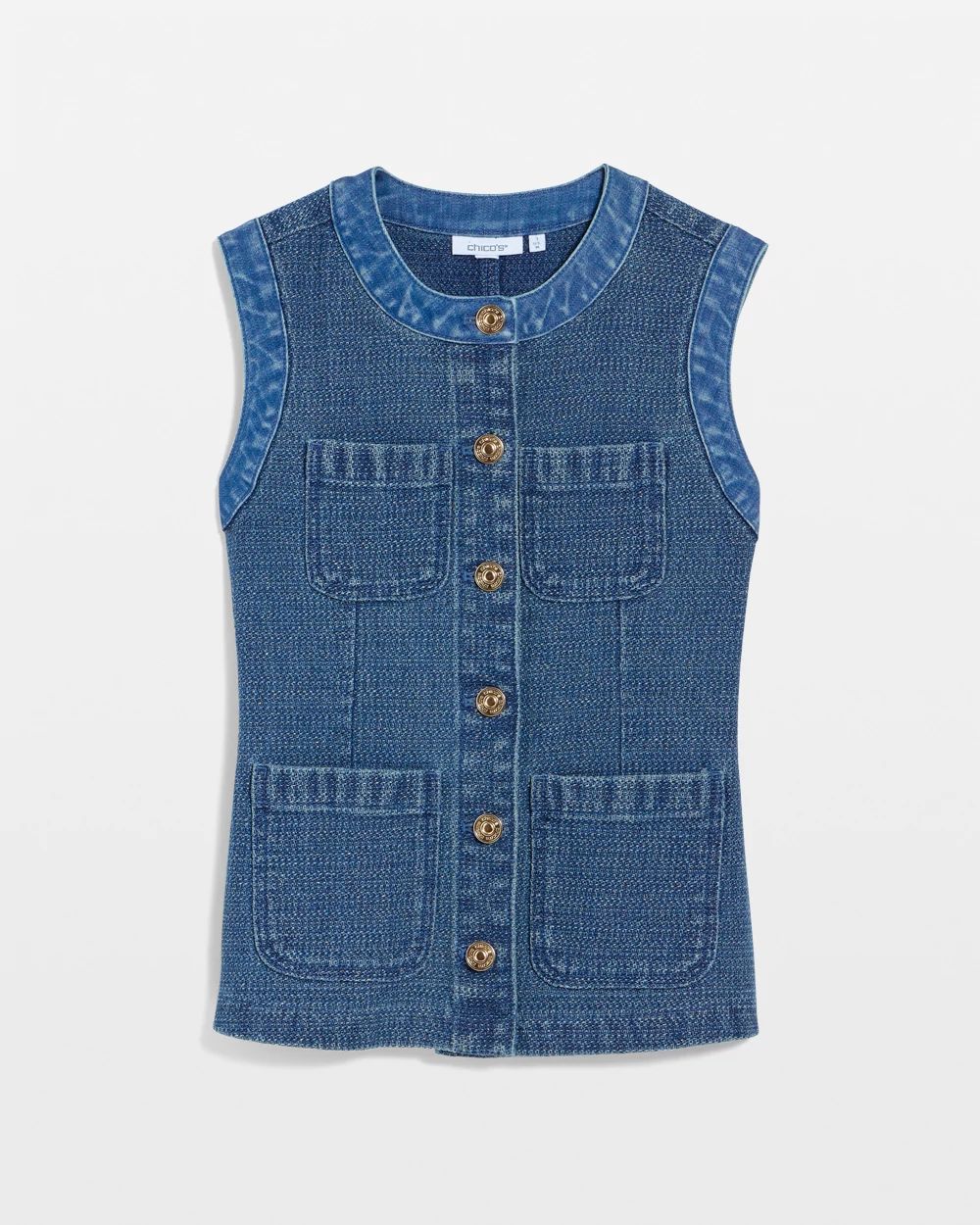 Tweed Mixed Denim Vest