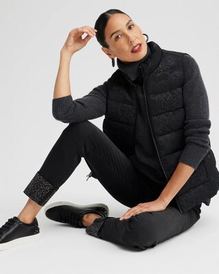 Jacquard Print Puffer Vest