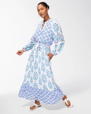 Petite Ikat Blouson Maxi Dress