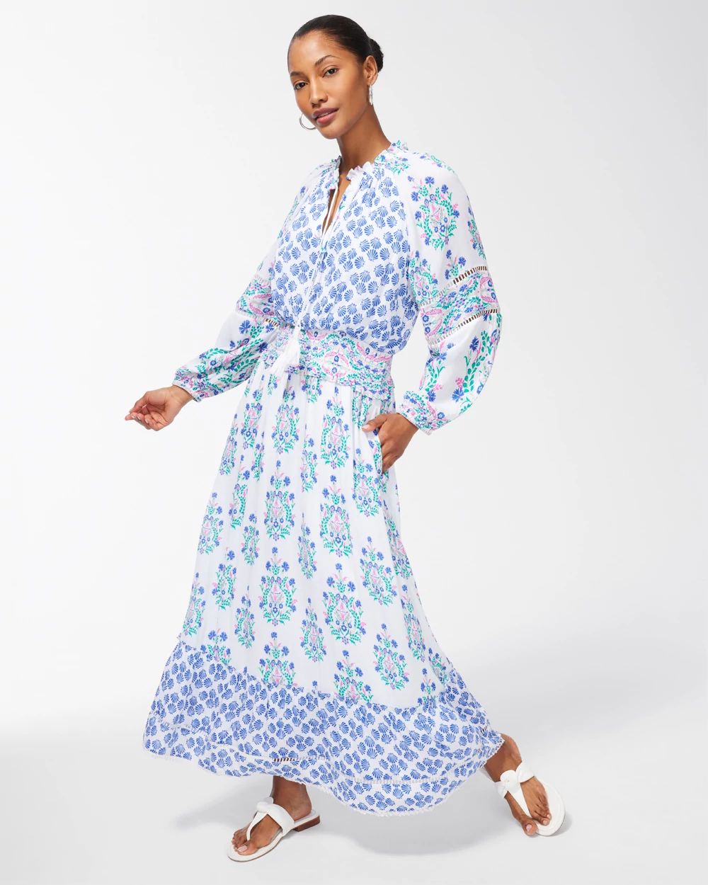 Petite Ikat Blouson Maxi Dress