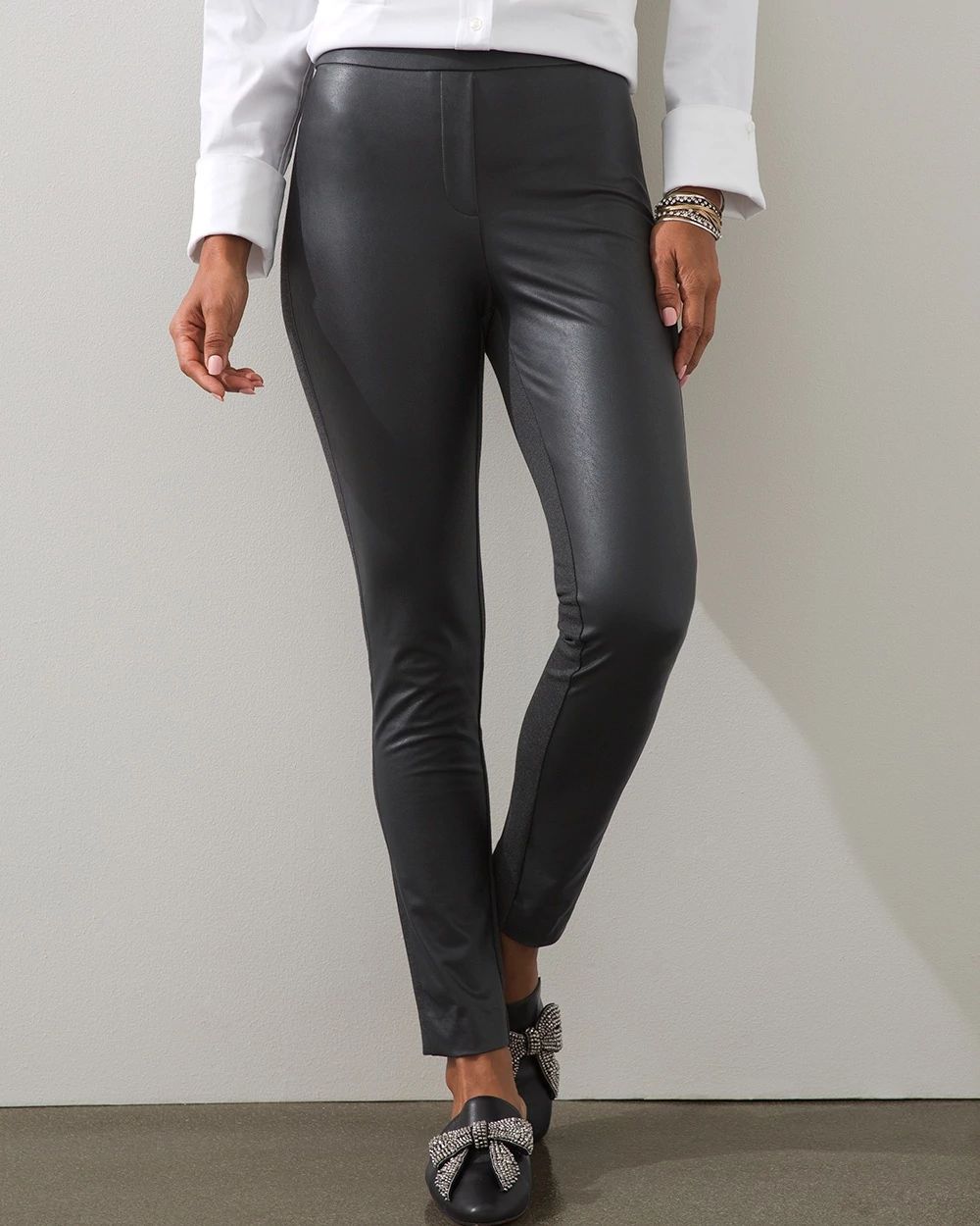 Faux-Leather Front Ponte Leggings