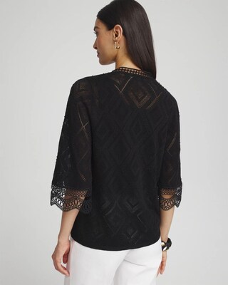 Linen Blend Diamond Stitch Cardigan