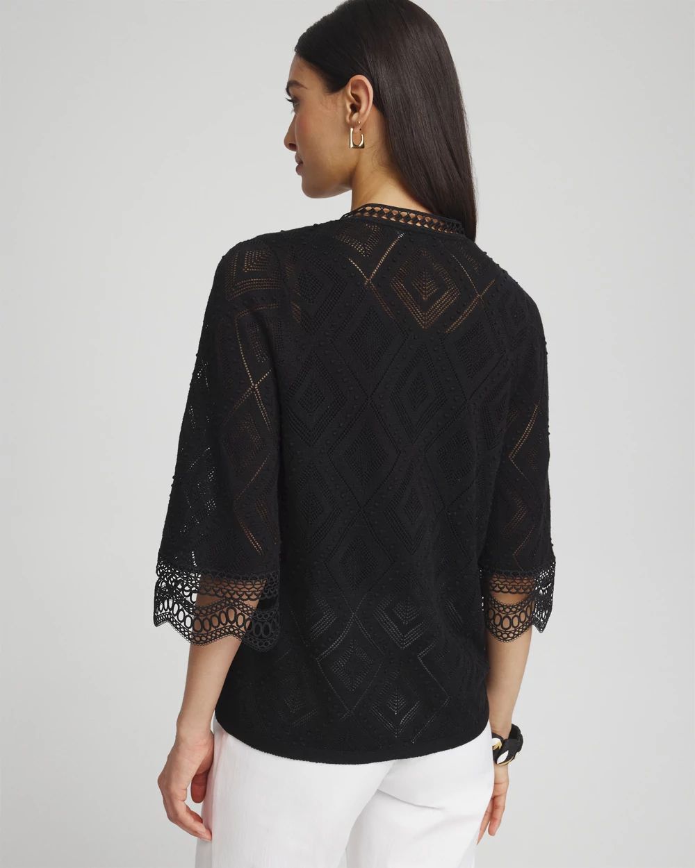 Linen Blend Diamond Stitch Cardigan